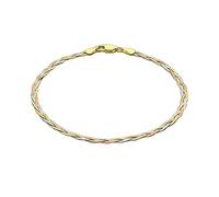 The Jewel Hut 9ct Tri-Colour 19cm Diamond-Cut Herringbone Bracelet 3.26.2182