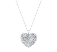 The Jewel Hut 9ct White Gold 1.00ct Certificated Round Cut Lab Grown Diamond Heart Pendant Necklace LGP45515-100 (WG)