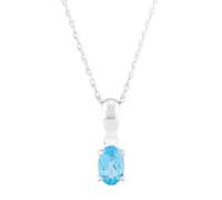 The Jewel Hut 9ct White Gold Oval Cut Blue Topaz Necklace OJS0006P-SBT 9KW