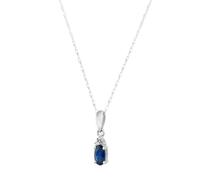 The Jewel Hut 9ct White Gold Sapphire & Diamond Pendant Necklace QP00178-BS