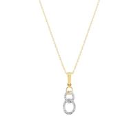 The Jewel Hut 9ct Yellow Gold 0.08ct Brilliant Cut Diamond Open Circle Necklace THP43040-08 (YG)