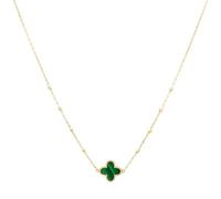 The Jewel Hut 9ct Yellow Gold Green Malachite Clover Necklace 1.19.2240