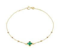 The Jewel Hut 9ct Yellow Gold Malachite Clover Ball Bracelet 1.29.2242