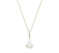 The Jewel Hut 9ct Yellow Gold Opal & Diamond Cluster Necklace P4583-10