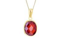 The Jewel Hut 9ct Yellow Gold Red Oval Crystal Necklace 1.68.7124