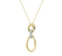 The Jewel Hut Pure Brilliance 9ct Yellow Gold 0.05ct Pave Diamond Oval Linked Pendant Necklace THP44319-05NJ