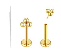 THE JEWEL PICK Flat Back Earrings for Women, Helix Tragus Conch Piercing Jewelry, Implant Grade Titanium Earrings, Threadless Nose Studs 18g, Hypoallergenic Cartilage Earring Stud Gold, Gold 20G