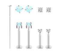 THE JEWEL PICK Flat Back Earrings for Women, Helix Tragus Conch Piercing Jewelry, Implant Grade Titanium Earrings, Threadless Nose Studs 18g, Hypoallergenic Cartilage Earring Stud Gold, 18g/6mm 2 pcs