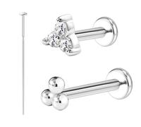THE JEWEL PICK Flat Back Earrings for Women, Helix Tragus Conch Piercing Jewelry, Implant Grade Titanium Earrings, Threadless Nose Studs 18g, Hypoallergenic Cartilage Earring Stud Gold, Silver 20G