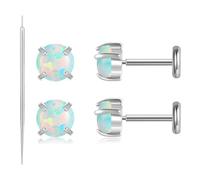 THE JEWEL PICK Flat Back Earrings for Women, Helix Tragus Conch Piercing Jewelry, Implant Grade Titanium Earrings, Threadless Nose Studs 18g, Hypoallergenic Cartilage Earring Stud Gold, 20g/ 6mm(1/4