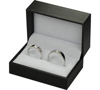 The Jewellery Pak Double Engagement Wedding Proposal Ring Box for Men for Women Luxury Rich Black Color Soft Touch PU Leather Material Size 2.95〞(W)*2〞(D)*1.57〞(H)