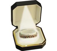 The Jewellery Pak LED Black Bangle Box for Engagement, Wedding…Luxury Octagonal Design with Gold Trim LED Bangle Bracelet Watch Jewelry Gift Holder Box with Light for Men for Women