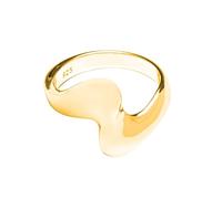 The Jewellery Stockroom 18ct Gold Plated Sterling Silver Large Curve Ring - J