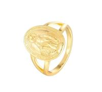 The Jewellery Stockroom 18ct Gold Plated Sterling Silver Miraculous Medal Ring - T