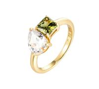 The Jewellery Stockroom 18ct Gold Plated Sterling Silver White and Peridot TOI et Moi CZ Ring