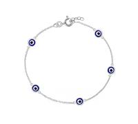 The Jewellery Stockroom 18ct Yellow Gold Plated Sterling Silver Evil Eye Charm Anklet