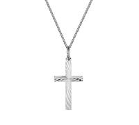 The Jewellery Stockroom Diamond cut sterling silver cross pendant - 20 Inche