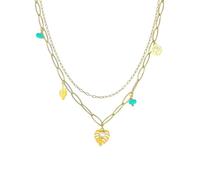 The Jewellery Stockroom Gold Plated Leaf and Crystal Double Layer Charm Necklace