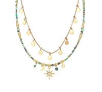 The Jewellery Stockroom Gold Plated North Star and Bead Double Layer Charm Necklace