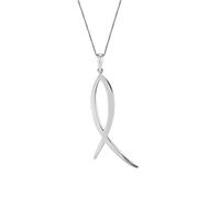 The Jewellery Stockroom Large Sterling Silver Ichthys Fish Pendant - 20 Inches