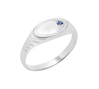 The Jewellery Stockroom Sterling Silver Ribbed Signet Ring with CZ Stone Size U