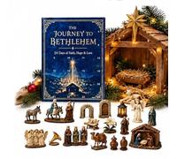 The Journey To Bethlehem Advent Calendar (A) | Plastic advent calendar with star theme includes 24 doors and Bethlehem journey imagery