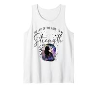 The Joy of The Lord is My Strength Scripture Black Cat Kitty Tank Top