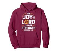 The Joy Of The Lord Is Your Strength Pullover Hoodie, Adult Unisex, Burgundy, Small