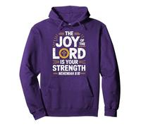 The Joy Of The Lord Is Your Strength Pullover Hoodie, Adult Unisex, Purple, Large