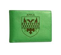 The Joyce Irish Family Crest Coat of Arms Green Pu Leather Wallet Personalised Laser Engraved Bifold