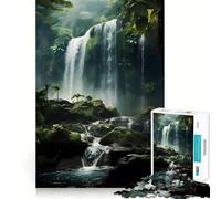The Jungle WaterFall Jigsaw Puzzles for Teenagers 1000 Piece Pure Logic Toy Quiet Calm Clean Cut Wall Art Decor (38x52cm)