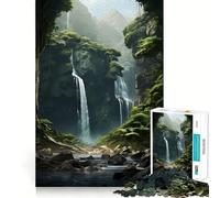 The Jungle WaterFall Jigsaws 1000 Pieces for Adults Brain Challenge Toy Peaceful Time Clear Cut Art Collectible (50x75cm)