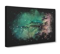 The Jurassic Coast In Dorset Paint Splash Canvas Print | Gallery Wrapped 30mm Frame Wall Art | 24x16 inches | Ready to Hang | Modern Seascape Picture | Living Room Bedroom Lounge Office