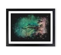 The Jurassic Coast In Dorset Paint Splash Modern Art Framed Wall Art Print, Ready to Hang Picture for Living Room Bedroom Home Office Décor, Black A4 (34 x 25 cm)