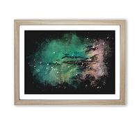 The Jurassic Coast In Dorset Paint Splash Modern Art Framed Wall Art Print, Ready to Hang Picture for Living Room Bedroom Home Office Décor, Oak A2 (64 x 46 cm)