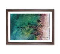 The Jurassic Coast in Dorset Painting Framed Print | A2 Walnut Framed Wall Art | Ready to Hang | Modern Beach Picture | Living Room Bedroom Lounge Office