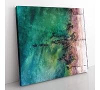 The Jurassic Coast In Dorset Painting Modern Canvas Wall Art Print Ready to Hang, Framed Picture for Living Room Bedroom Home Office Décor, 50x50 cm (20x20 Inch)