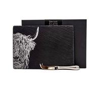 The Just Slate Company Highland Cow Slate Cheese Board & Knife Gift Set