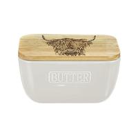 The Just Slate Company Highland Cow White Butter Dish