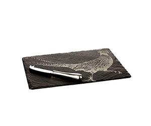 The Just Slate Company JS/CBGS/PH Pheasant Cheese Board and Knife Gift Set, Slate