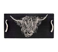 Slate Serving Tray - Large - Highland Cow - Gift Boxed Selbrae House Dark Grey 1 Pack