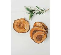 The Just Slate Company Olive Wood -Set of 6 Rustic Coasters with Holder Olive