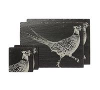The Just Slate Company Pheasant Slate Coaster & Placemat Set