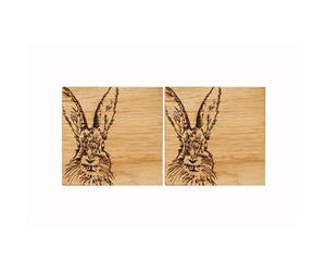 The Just Slate Company Set of 2 Hare Oak Coasters