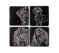 The Just Slate Company Set of 4 Mixed Dog Slate Coasters