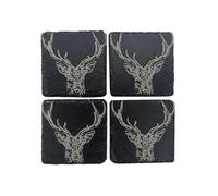 The Just Slate Company Set of 4 Stag Prince Slate Coasters