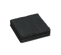 The Just Slate Company Square Slate Coasters, Rubber, Black, 11cm x 11cm