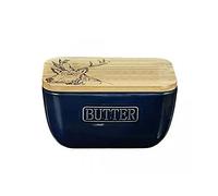 The Just Slate Company Stag Oak & Ceramic Butter Dish Blue JS/SO/BD/B/SM