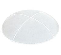 The Kabbalah Centre Suede Leather Fabric Kippot Four Panel Kippah Yarmulkah Single or Bulk Yarmulke, White, L-XL