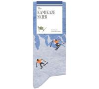 The Kamikaze Skier Socks - Funny Ski Socks - Funny Skiing Gifts for Men - 1 x Pair, Size 7-12, Blue & Grey - Fun Skiing Gifts for Ski Lovers & Aprés-Ski Fans